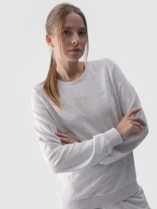 4F Bluza dresowa nierozpinana bez kaptura damska - szara XS. Szare bluzy 4f, xs, bez wzorów, z bawełny, bez kaptura. W wyprzedaży za 99,99 zł.