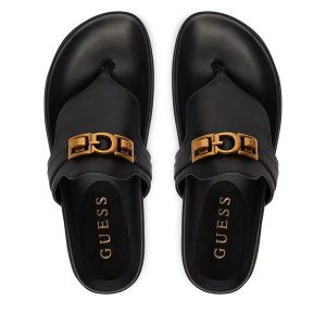 Japonki Guess. Czarne klapki Guess, z aplikacjami, bez obcasa. Za 477,99 zł.