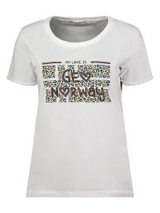 Geographical Norway Koszulka "Janimal" w kolorze białym rozmiar: XXL. Białe bluzki Geographical Norway, xxl, bez wzorów, bez kołnierzyka, bez ramiączek. Za 52,67 zł.