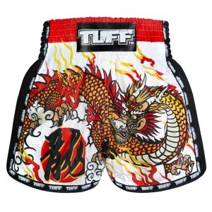 Spodenki treningowe TUFF White Chinese Dragon. Białe szorty TUFF, bez wzorów, sportowe. Za 149,00 zł.