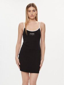 Guess Sukienka codzienna E4GK00 KBP41 Czarny Slim Fit. Czarne kombinezony Guess, xs, z aplikacjami, z bawełny, bez kołnierzyka, bez ramiączek. Za 129,99 zł.