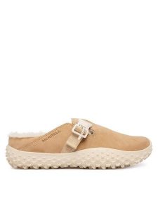 Merrell Klapki Wrapt Cozy J008652 Beżowy. Brązowe klapki Merrell, bez wzorów, ze skóry, bez obcasa. Za 459,99 zł.