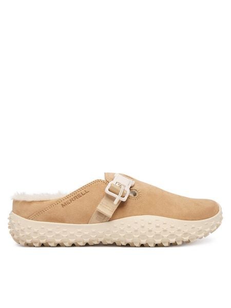Merrell Klapki Wrapt Cozy J008652 Beżowy. Brązowe klapki Merrell, bez wzorów, ze skóry, bez obcasa. Za 459,99 zł.