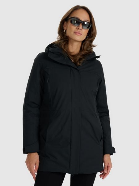 4F Płaszcz przejściowy membrana 8000 damski - czarny XXL. Czarne płaszcze 4f, xxl, bez wzorów, z materiału, bez kaptura. Za 499,99 zł.