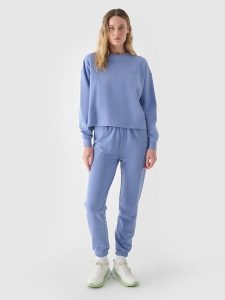 4F Spodnie dresowe joggery damskie - niebieskie XXL. Niebieskie spodnie dresowe 4f, l, bez wzorów, z bawełny. W wyprzedaży za 59,99 zł.