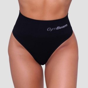 Figi damskie brazylijskie bezszwowe czarne 2Pack. Czarne figi GYMBEAM, bez wzorów, z elastanu. Za 55,90 zł.