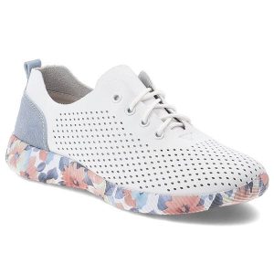 Półbuty damskie Artiker, skóra naturalna perforowana cholewka sznurowanie lekka elastyczna podeszwa z kwiatowym motywem, białe, 58C0586. Białe półbuty ARTIKER, bez wzorów, ze skóry, bez obcasa, bez zapięcia. Za 179,00 zł.