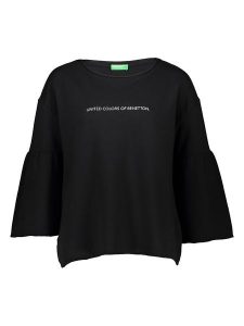 Benetton Bluza w kolorze czarnym rozmiar: S. Czarne bluzy Benetton, s, bez wzorów, z bawełny, bez kaptura. Za 57,06 zł.
