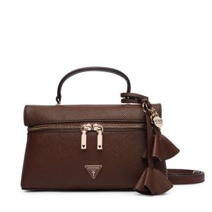 Torebka Guess. Brązowe kuferki Guess, z aplikacjami, bez dodatków. Za 544,99 zł.
