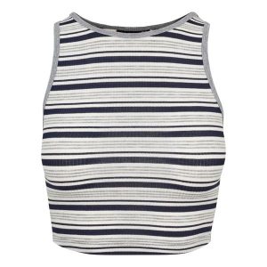 Damski crop top Urban Classic Stripe. Białe topy Urban Classics, bez wzorów, bez kołnierzyka, bez ramiączek. W wyprzedaży za 39,00 zł.