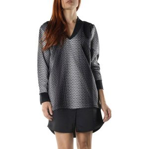 Sukienka w kolorze czarno-srebrnym. Czarne sukienki marki Sexy Woman, z długim rękawem. W wyprzedaży za 119,95 zł.