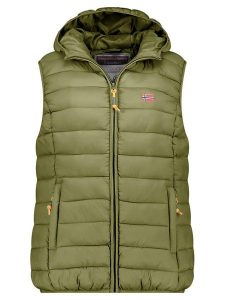 Geographical Norway Kamizelka pikowana "Vatikolor" w kolorze oliwkowym rozmiar: M. Zielone kamizelki Geographical Norway, m, bez wzorów, bez kołnierzyka, bez ramiączek, bez kaptura. Za 162,11 zł.