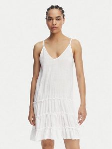 Banana Moon Sukienka letnia Dona Tafalia LTL10 Biały Regular Fit. Białe kombinezony Banana Moon, na lato, m, bez wzorów, z bawełny, bez kołnierzyka, bez ramiączek. Za 409,99 zł.