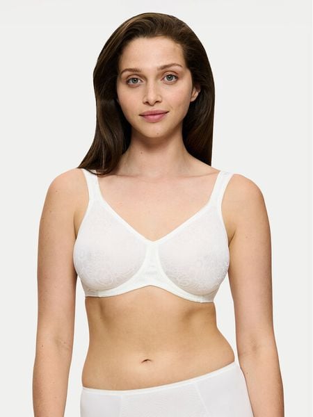 Triumph Biustonosz z fiszbiną Lovely Minimizer 10166834 Biały. Białe biustonosze Triumph, bez wzorów, z syntetyku. Za 109,00 zł.