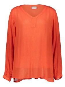 KAFFE curve Bluzka w kolorze pomarańczowym rozmiar: 48. Czerwone bluzki KAFFE curve, bez wzorów, z wiskozy, bez kołnierzyka, bez ramiączek. Za 91,34 zł.