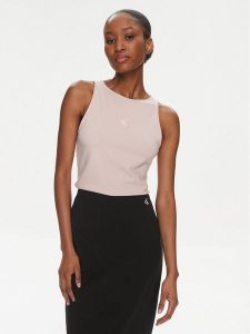 Calvin Klein Jeans Top Archival J20J223107 Różowy Slim Fit. Czerwone topy Calvin Klein Jeans, xl, bez wzorów, z jeansu, bez kołnierzyka, bez ramiączek. Za 189,99 zł.