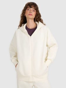 4F Bluza dresowa rozpinana z kapturem damska - beżowa L. Brązowe bluzy 4f, l, bez wzorów, z bawełny, z kapturem. Za 179,99 zł.