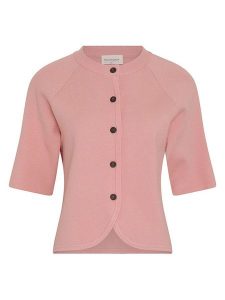 MOSS COPENHAGEN Kardigan "Aubree East" w kolorze jasnoróżowym rozmiar: S/M. Różowe kardigany Moss Copenhagen, ze splotem. Za 179,64 zł.