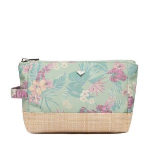 Kosmetyczka Roxy. Zielone kosmetyczki Roxy, bez wzorów, z materiału. Za 49,99 zł.