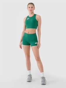 4F Legginsy krótkie treningowe damskie - zielone XL. Zielone legginsy 4f, bez wzorów, z dzianiny, krótkie. Za 89,99 zł.
