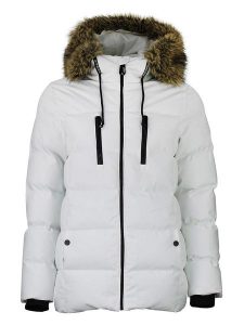 Peak Mountain Kurtka zimowa "Anory" w kolorze białym rozmiar: L. Białe kurtki Peak Mountain, na zimę, l, bez wzorów, z puchu, bez kaptura. Za 221,36 zł.