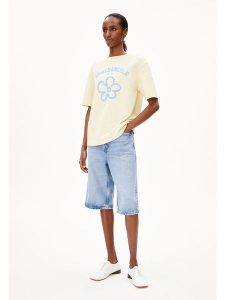 Armedangels Koszulka "Tarjaa Flowaa" w kolorze żółtym rozmiar: XS. Żółte bluzki ARMEDANGELS, xs, bez wzorów, z bawełny, bez kołnierzyka, bez ramiączek. Za 117,73 zł.