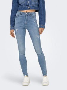 ONLY Jeansy Rose 15317250 Niebieski Skinny Fit. Niebieskie jeansy ONLY, bez wzorów, z jeansu. Za 99,99 zł.