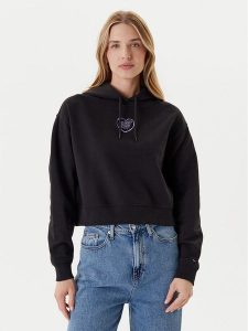 Tommy Jeans Bluza Heart DW0DW21408 Czarny Relaxed Fit. Czarne bluzy Tommy Jeans, s, bez wzorów, z bawełny, bez kaptura. Za 289,99 zł.