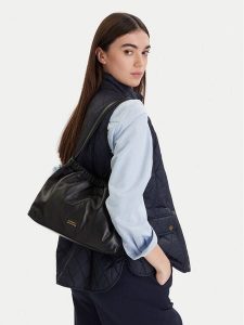 Tommy Hilfiger Torebka Soft Leather Shoulder Bag AW0AW18307 Czarny. Czarne torebki klasyczne TOMMY HILFIGER, bez wzorów, ze skóry, bez dodatków. Za 594,99 zł.