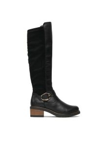 Remonte Kozaki D1A73-01 Czarny. Czarne kozaki Remonte, bez wzorów, ze skóry, bez obcasa, na słupku, bez zapięcia. Za 431,00 zł.