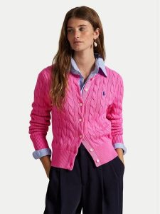 Polo Ralph Lauren Kardigan 211971868012 Różowy Slim Fit. Czerwone kardigany Polo Ralph Lauren, z bawełny. Za 589,99 zł.