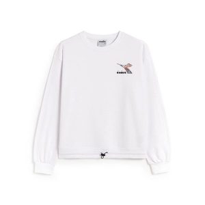 Bluza damska DIADORA L.SWEAT FLOSS L. Białe bluzy Diadora, l, bez wzorów, bez kaptura. Za 109,99 zł.
