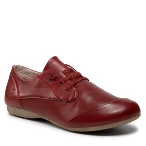 Półbuty Josef Seibel. Czerwone półbuty Josef Seibel, bez wzorów, bez obcasa, na płaskiej podeszwie, bez zapięcia. Za 389,99 zł.