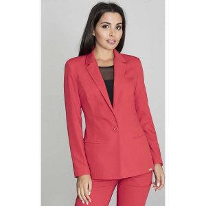 Żakiet Elegancki Taliowany na Jeden Guzik - Czerwony. Czerwone marynarki i żakiety Figl, m, bez wzorów, z materiału, eleganckie. Za 259,00 zł.