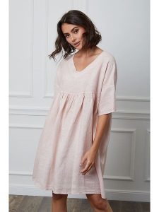 Fleur de Lin Lniana sukienka "Etsy" w kolorze jasnoróżowym rozmiar: XL. Różowe sukienki Fleur de Lin, xl, bez wzorów, ze lnu, bez kołnierzyka, bez ramiączek, mini. Za 188,95 zł.