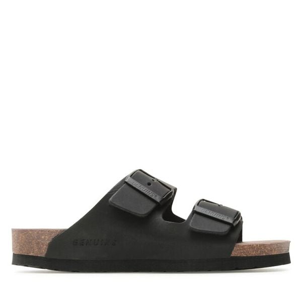 Klapki Genuins. Czarne klapki Genuins, bez wzorów, bez obcasa. Za 189,99 zł.