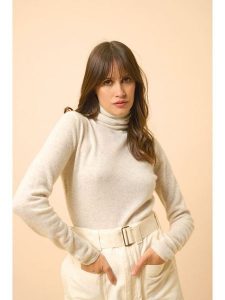 Just Cashmere Kaszmirowy sweter "Ava" w kolorze beżowym rozmiar: M. Brązowe golfy Just Cashmere, bez wzorów, z kaszmiru. Za 420,95 zł.
