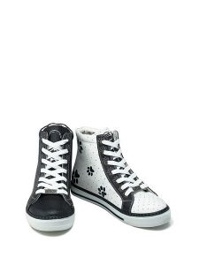 Goby Sneakersy w kolorze biało-czarnym ze wzorem rozmiar: 39. Białe trampki Goby, bez wzorów, z materiału, za kostkę, bez zapięcia. Za 219,08 zł.