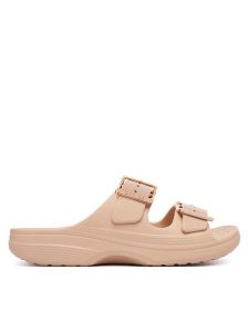 Crocs Klapki Saturday Metallic Buckle 213316 Różowy. Czerwone klapki Crocs, bez wzorów, z tworzywa sztucznego, bez obcasa. Za 169,99 zł.