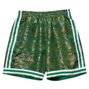 Szorty Boston Celtics Lunar New Year Swingman 1985/86. Zielone szorty MITCHELL & NESS, bez wzorów, sportowe. W wyprzedaży za 318,50 zł.