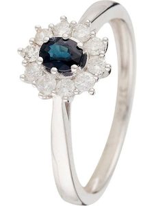 DIAMOND & CO Złoty pierścionek "Fleur de saison" z diamentami rozmiar: 60. Niebieskie pierścionki Diamond & Co, z diamentem, złote. Za 1 935,99 zł.