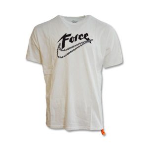 Koszulka Nike Force Swoosh M90 T-shirt. Białe bluzki Nike, l, bez wzorów, sportowe, bez kołnierzyka, bez ramiączek. Za 111,00 zł.