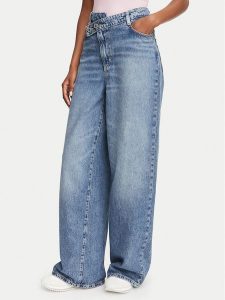 Guess Jeansy W6YAJP D1358 Niebieski Wide Leg. Niebieskie jeansy Guess, z aplikacjami, z jeansu. Za 524,99 zł.