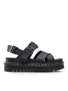 Dr. Martens Sandały Voss II 26799001 Czarny. Czarne sandały Dr. Martens, bez wzorów, ze skóry, bez obcasa, na koturnie, bez zapięcia. Za 439,99 zł.