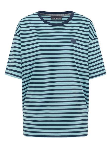 ELBSAND Koszulka "Kia" w kolorze granatowo-błękitnym rozmiar: M. Niebieskie bluzki ELBSAND, m, bez wzorów, z bawełny, bez kołnierzyka, bez ramiączek. Za 91,56 zł.