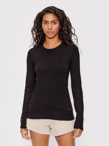 Guess Sweter Elinor W2YR30 Z2V62 Czarny Regular Fit. Czarne swetry klasyczne Guess, s, z wiskozy, bez kołnierzyka. Za 199,99 zł.