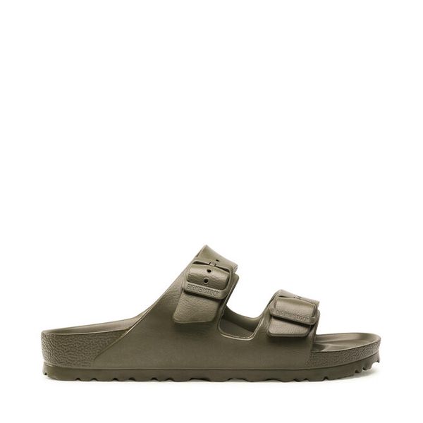 Klapki Birkenstock. Zielone klapki Birkenstock, bez wzorów, bez obcasa. Za 239,99 zł.