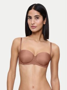 Triumph Biustonosz bardotka Signature Sheer 10224861 Brązowy. Brązowe biustonosze Triumph, bez wzorów, z syntetyku. Za 189,99 zł.