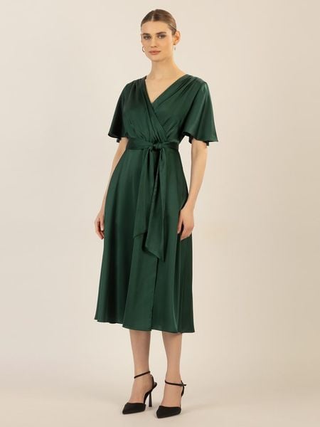 APART Sukienka w kolorze ciemnozielonym rozmiar: 38. Zielone sukienki Apart, bez wzorów, z tkaniny, bez kołnierzyka, bez ramiączek, midi. Za 184,02 zł.