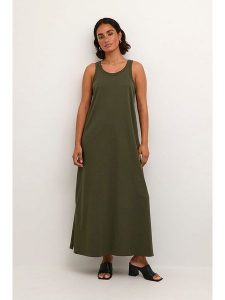 Kaffe Sukienka w kolorze khaki rozmiar: M. Brązowe sukienki Kaffe, m, bez wzorów, z bawełny, sportowe, bez kołnierzyka, bez ramiączek, maxi, sportowe. Za 74,63 zł.